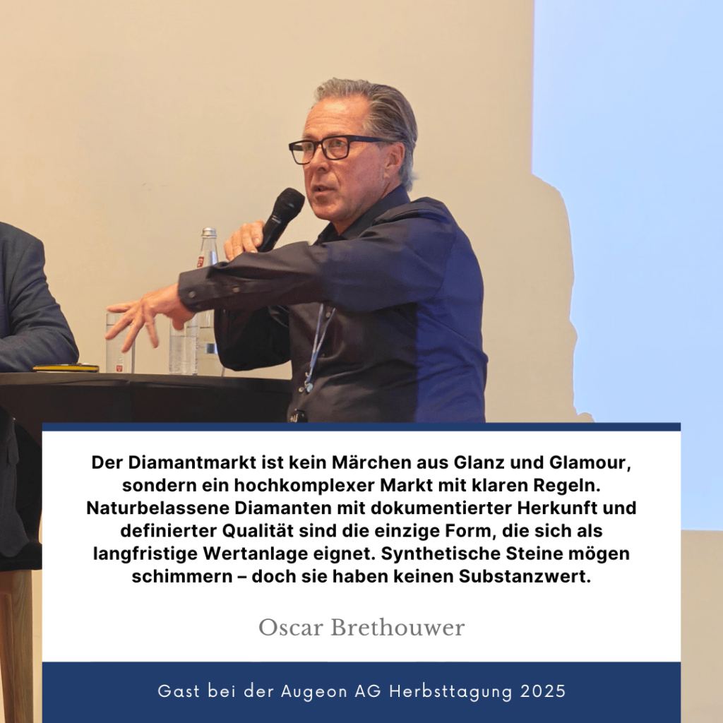 Diamantexperte Oscar Brethouwer auf der Herbsttagung 2025 der Augeon AG