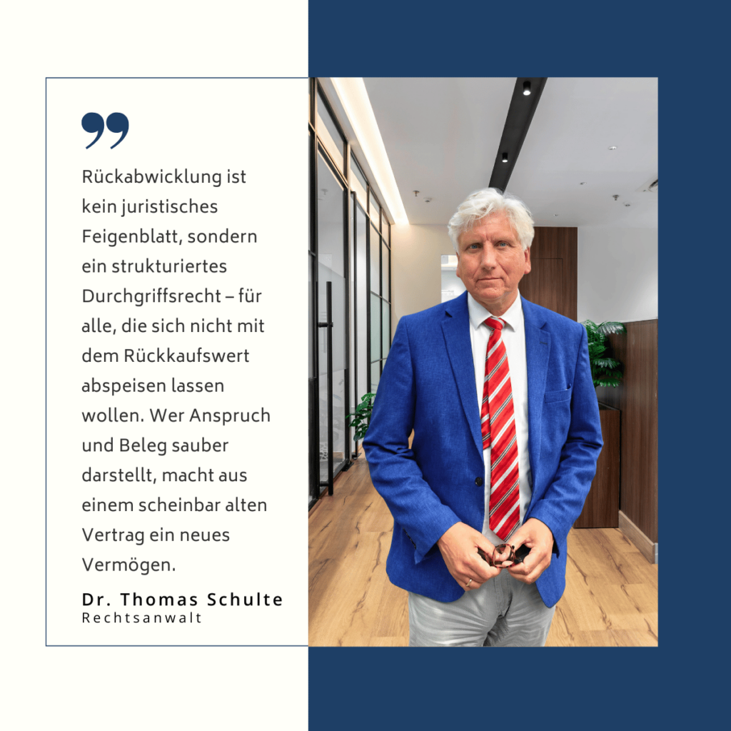 Rückabwicklung von Lebensversicherungen - Dr Thomas Schulte